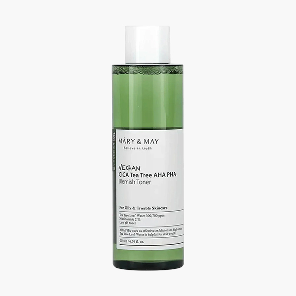 Mary & May Vegan Cica Tea Tree AHA PHA Blemish Toner, 200мл