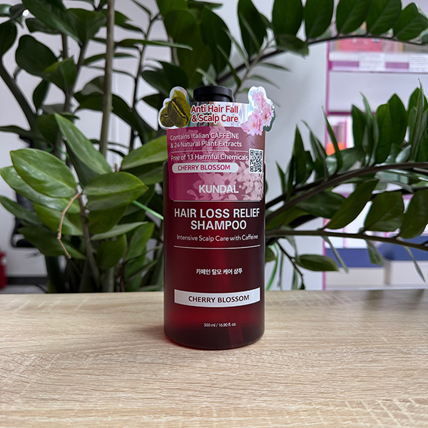 Kundal Hair Loss Relief Scalp Care Caffeine Shampoo Cherry Blossom, 500мл